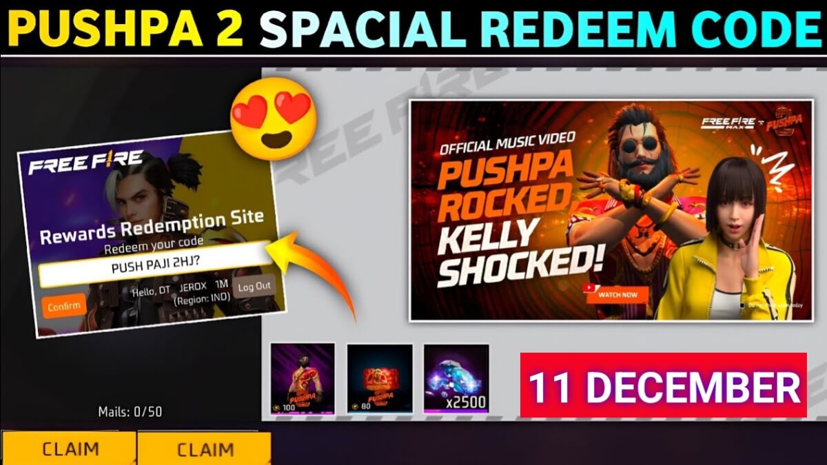 Free Fire Pushpa Redeem Code